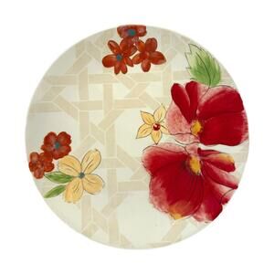 Cindy Crawford Flora 8.75” Ceramic Salad Plate – Red – Yellow – Beige